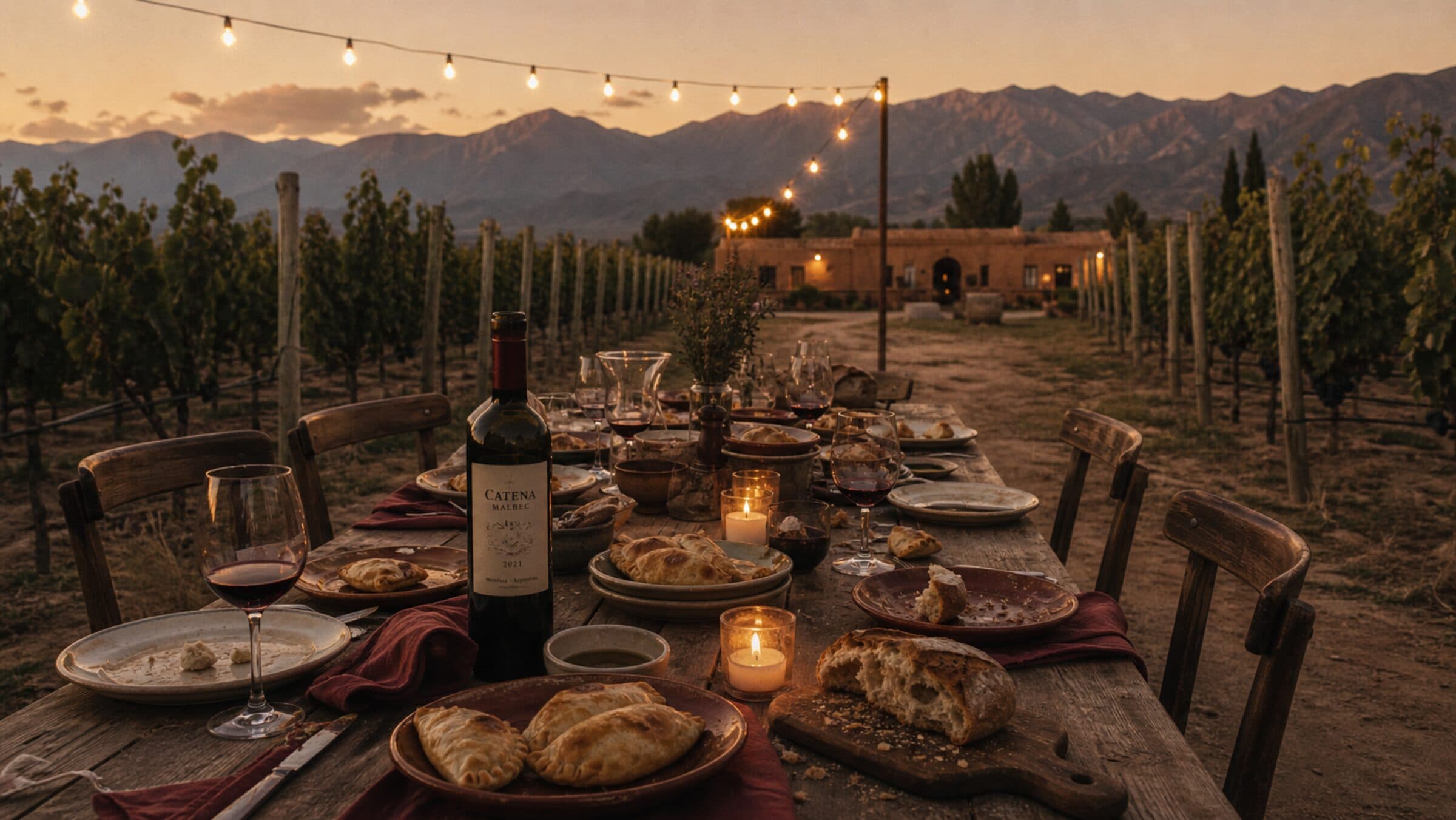 Cena bajo los viñedos